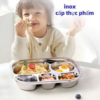 KHAY CƠM 5 NGĂN INOX TRÒN CÓ NẮP