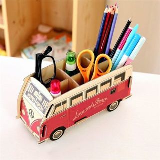 Mô hình lắp ráp và đựng đồ tiện ích 1986 red bus