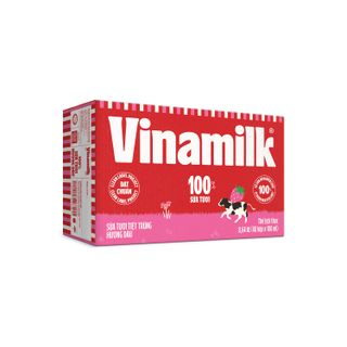 Sữa tươi Tiệt trùng Vinamilk Đàn bò Dâu hộp 180ml Thùng 48 hộp