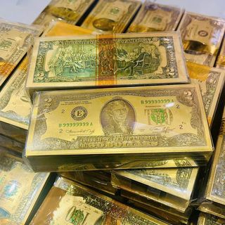 Combo 100 Tờ 2 Đô Plastic - 2 USD Plastic Mạ Vàng Loại 999999999 Siêu Dày Và Đẹp - Tiền Lì Xì Tết Năm 2026