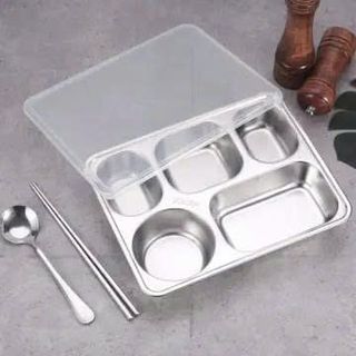 KHAY CƠM 5 NGĂN INOX CÓ NẮP