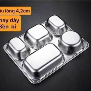 KHAY CƠM 5 NGĂN INOX CÓ NẮP