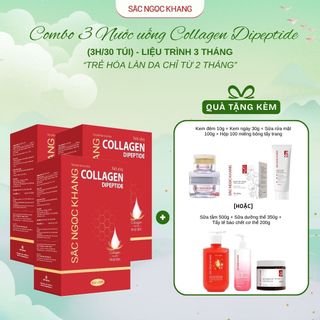 COMBO 03 Nước Uống Collagen Dipeptide Sắc Ngọc Khang [Hộp 30 Túi] TẶNG 1 TRONG 2 QUÀ