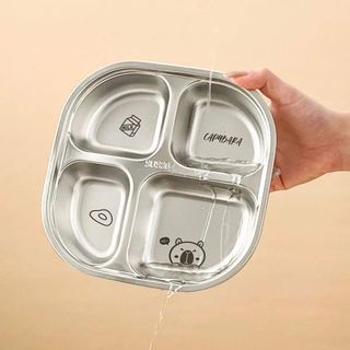 KHAY INOX 4 NGĂN ĂN DẶM CHO BÉ KÈM MUỖNG