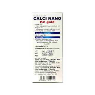 Siro Calci Nano K2 Gold giúp xương răng chắc khỏe giúp giảm nguy cơ còi xương, loãng xương hộp 20 ống