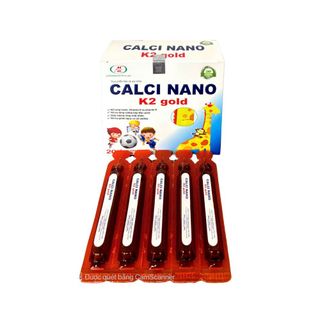Siro Calci Nano K2 Gold giúp xương răng chắc khỏe giúp giảm nguy cơ còi xương, loãng xương hộp 20 ống