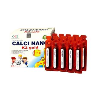 Siro Calci Nano K2 Gold giúp xương răng chắc khỏe giúp giảm nguy cơ còi xương, loãng xương hộp 20 ống