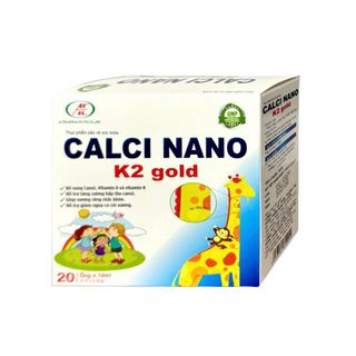 Siro Calci Nano K2 Gold giúp xương răng chắc khỏe giúp giảm nguy cơ còi xương, loãng xương hộp 20 ống
