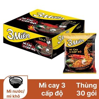 Mì 3 Miền Gold Cay  3 Cấp Độ gói 75g Thùng 30 gói
