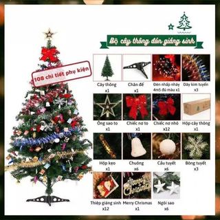 CÂY THÔNG NOEL CAO 160CM KÈM PHỤ KIỆN CHÂN NHỰA