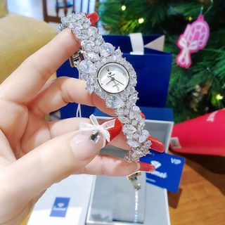 SET ĐỒNG HỒ NỮ CHÍNH HÃNG FUNMEI F2053 ĐÍNH PHA LÊ KÈM DÂY CHUYỀN SWAROSKI FULLBOX