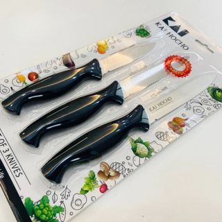 Set 3 dao bếp Kai Hocho cán nhựa PP cao cấp bằng thép không gỉ, cắt thái trái cây và hoa quả