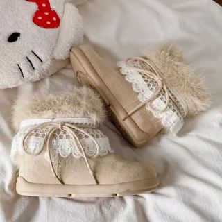 BỐT NỮ CỔ LÔNG DOLLY DA LỘN PHỐI REN SIÊU XINH 3 MÀU CỰC HOT - PIPI STORE