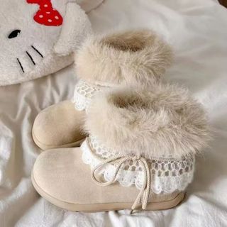 BỐT NỮ CỔ LÔNG DOLLY DA LỘN PHỐI REN SIÊU XINH 3 MÀU CỰC HOT - PIPI STORE