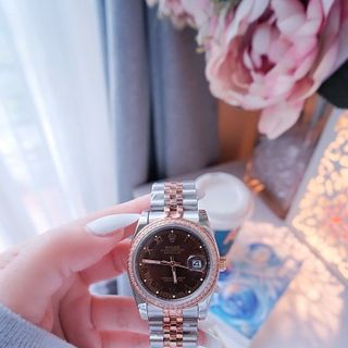 ĐỒNG HỒ NAM NỮ CAO CẤP RÔLET DÂY THÉP DEMI HỒNG VIỀN HỘT