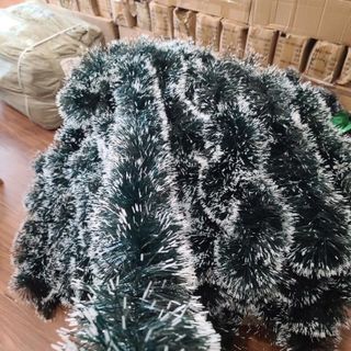 Dây Thông Đuôi Chồn Xanh- Trắng 6cm Treo Trang Trí Noel