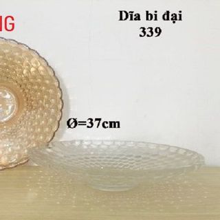 ĐĨA THUỶ TINH BI ĐẠI 37CM MÀU VÀNG