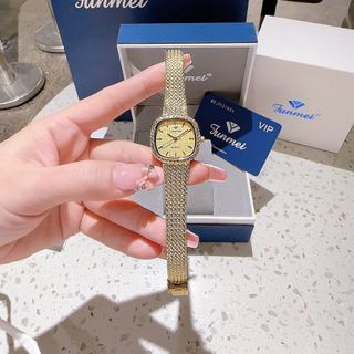 ĐỒNG HỒ NỮ CHÍNH HÃNG FUNMEI FL2109 MẶT VUÔNG MINI DÂY LƯỚI THÉP FULLBOX