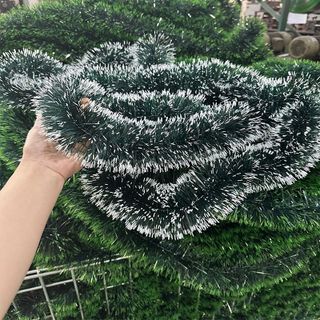 Dây Thông Đuôi Chồn Xanh - Trắng 17cm Dây Treo Trang Trí Noel, Tết Dài 1.8M- 2M