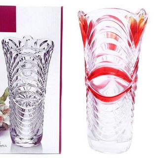 BÌNH CẮM HOA HOẠ TIẾT SÓNG 25CM MÀU ĐỎ