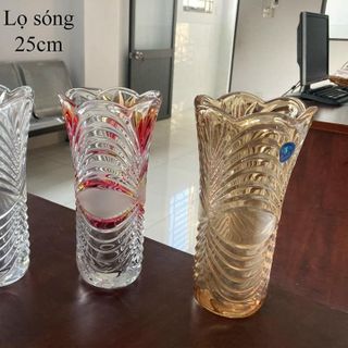 BÌNH CẮM HOA HOẠ TIẾT SÓNG 25CM MÀU ĐỎ