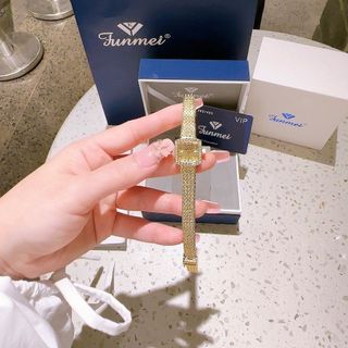 ĐỒNG HỒ NỮ CHÍNH HÃNG FUNMEI FL2108  MẶT VUÔNG MINI DÂY LƯỚI FULLBOX