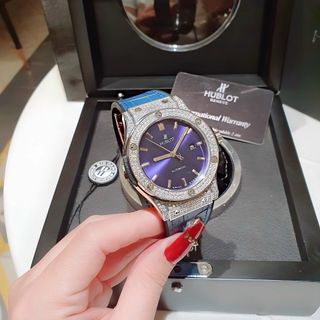 ĐỒNG HỒ NAM NỮ CAO CẤP HULOT HAI  VIỀN HỘT DÂY DA MÁY CƠ