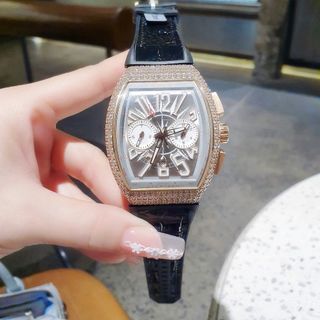 SALE ĐỒNG HỒ NAM SIÊU CẤP PRANCK MULLER DÂY CAO SU MẶT CHONOGRAP VIỀN HỘT
