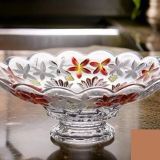 ĐĨA THUỶ TINH MÀU ĐỎ 30CM CÓ CHÂN