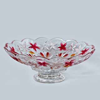 ĐĨA THUỶ TINH MÀU ĐỎ 30CM CÓ CHÂN