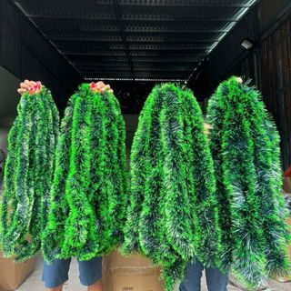 Dây Thông Đuôi Chồn Xanh- Trắng 9cm Dây Treo Trang Trí Noel, Tết Dài 1.8M- 2M