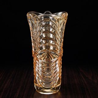 BÌNH CẮM HOA HOẠ TIẾT SÓNG 25CM MÀU VÀNG