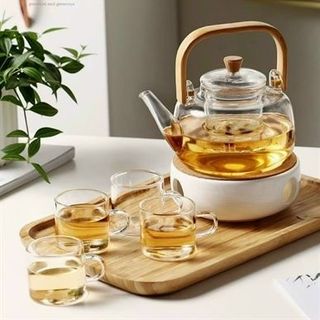 Ấm Trà Ấm Thủy Tinh Quai Gỗ CC (THÙNG 36C)