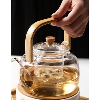 Ấm Trà Ấm Thủy Tinh Quai Gỗ CC (THÙNG 36C)