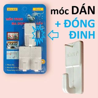 Móc treo dán tường siêu dính kèm đinh cố định HÒA HỢP 688, Móc treo đa năng chịu lực cao, không cần khoan tường