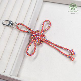 Móc khóa, móc túi xách nút ngũ sắc cát tường đỏ