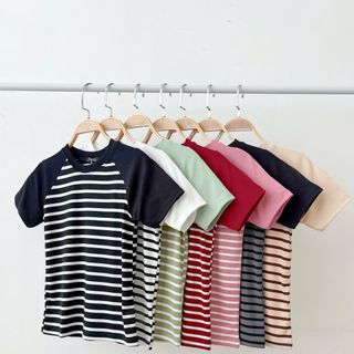 Áo thun nữ sọc phối tay bigsize chất cotton borip hàng đẹp giá tốt bán chạy