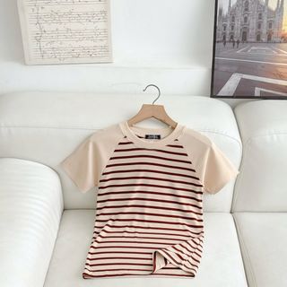Áo thun nữ sọc phối tay bigsize chất cotton borip hàng đẹp giá tốt bán chạy