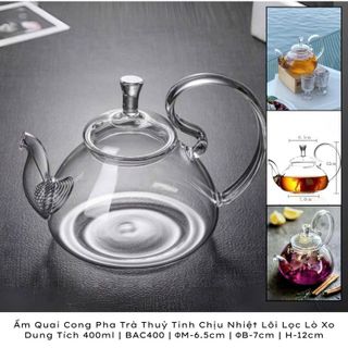 Ấm Trà Ấm Thủy Tinh Quai Vồng 750ml CC (THÙNG 48C)