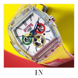 ĐỒNG HỒ NAM NỮ CAO CẤP GUECC MẶT CHỮ NHẬT CHONOGRAP NIỀNG NHỰA TRẮNG