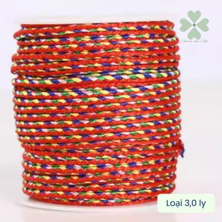 Cuộn chỉ ngũ sắc đỏ dày 3.0mm dài 20m