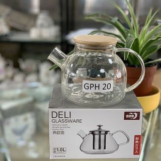 Ấm ca Thủy Tinh Nắp Gỗ GPH 20 Chịu Nhiệt 1000ml (THÙNG 24)
