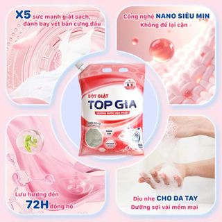BỘT GIẶT HƯƠNG NƯỚC HOA PHÁP TOPGIA TÚI 3.3KG