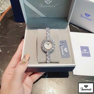 ĐỒNG HỒ NỮ CHÍNH HÃNG FUNMEI F2050 ĐÍNH ĐÁ SWAROSKI FULLBOX TEM HÃNG