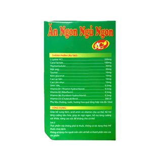 Siro Ăn Ngon Ngủ Ngon AC giúp ăn ngủ ngon, tăng đề kháng hộp 20 ống