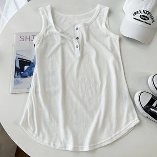 Áo ba lỗ nữ có nút chất liệu thun cotton thoáng mát thấm hút mồ hôi phù hợp cho mùa hè nắng nóng mẫu mới đơn giản giá rẻ