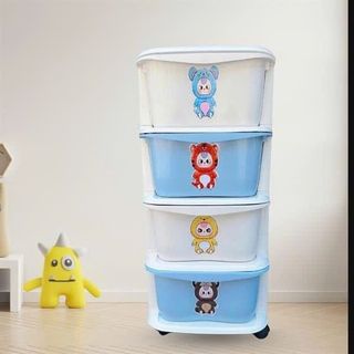 KỆ ĐỰNG ĐỒ 4 TẦNG BABY THREE CÓ BÁNH XE