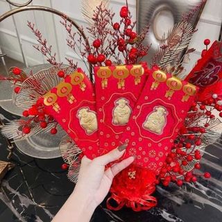 BAO LÌ XÌ THẦN TÀI MẠ VÀNG 24K