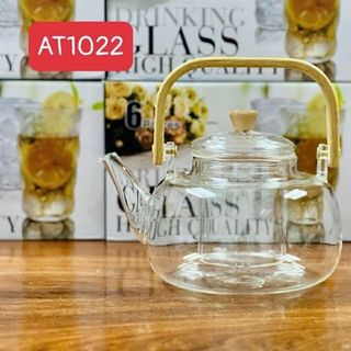 Ấm Trà - Ca Thuỷ Tinh Quai Gỗ AT1022 (THÙNG 36C)