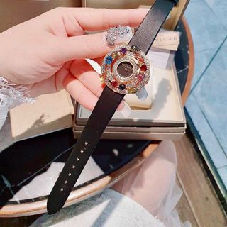 ĐỒNG HỒ NỮ CAO CẤP PVLGARI DÂY DA VIỀN ĐÁ PHONG THỦY NIỀNG VÀNG GOLD